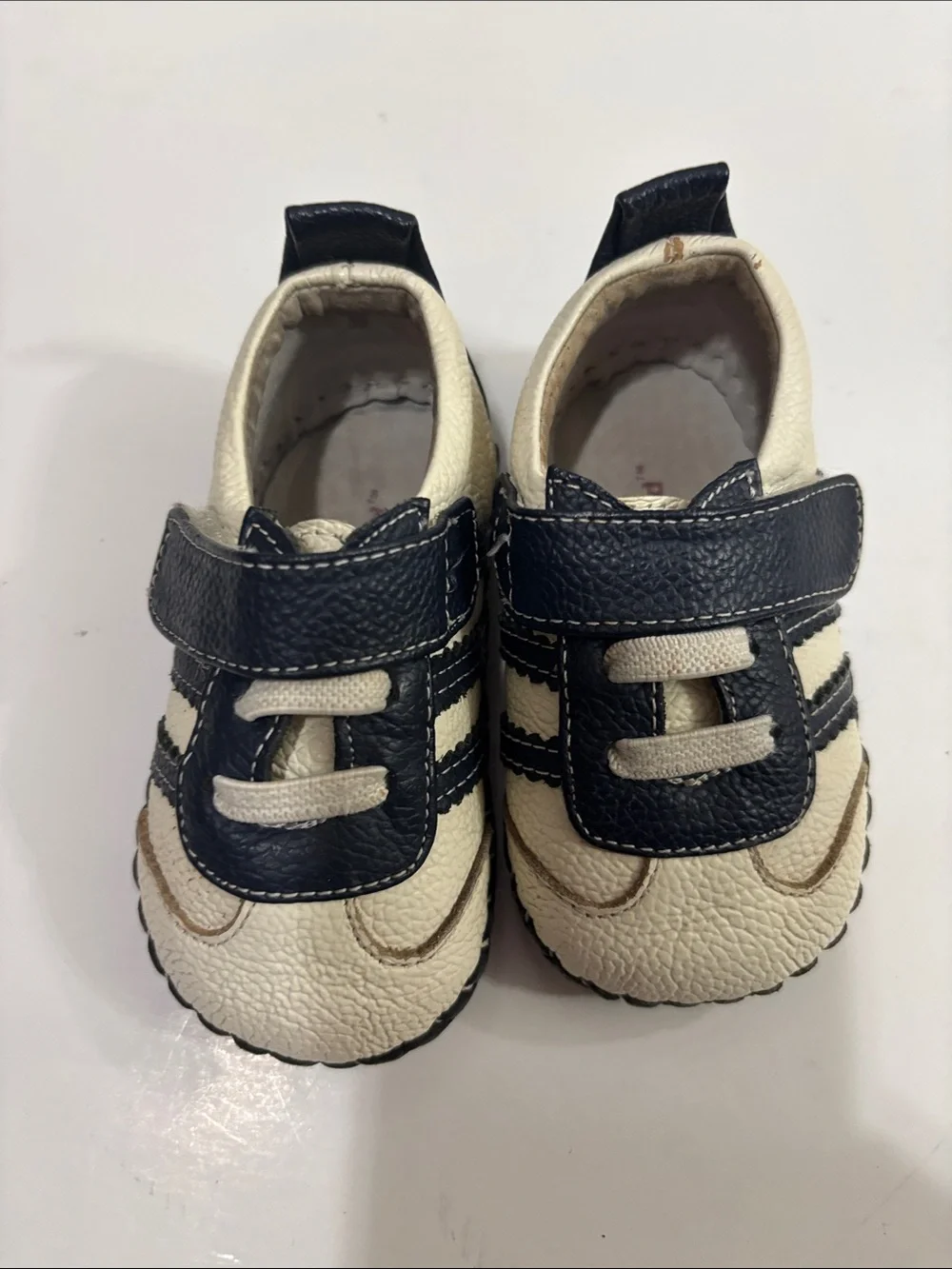 pediped Navy and White Baby Walker Sneakers